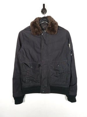 Schott N.Y.C Type-U Flyers Jacket Size Medium Men's Black Faux Fur Collar Bomber