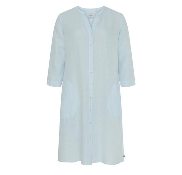 Women Sea Dress Blue Linen 38 / M / 46