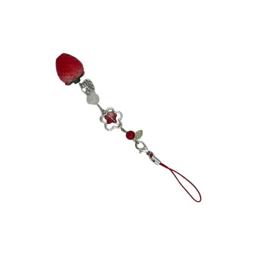 Sweet Strawberry/Peach Pendant Phone Charm Chain Strap Bag Decoration Lanyard - Photo 11 sur 11