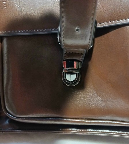 New Banuce Italian Leather Briefcase Laptop Bag Messenger Front Pockets Dust Cov - Picture 6 of 18