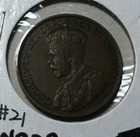 1916 Canada Large 1 Cent King George V Coin