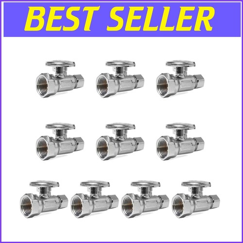 10-Pack Lead-Free Brass Chrome Straight Stop Valves for Efficient Water Control