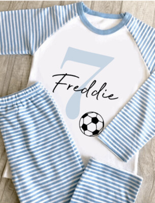 Wenn ich aufwache werde ich Fußball Geburtstag Schlafanzug Jungen Pyjama ein bis zehn Jahre