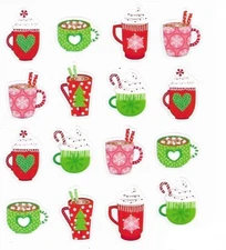 16 Christmas Hot Chocolate Coffee Mug Holiday Scrapbook Craft Stickers