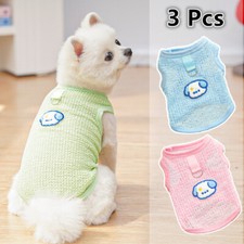 Pack Of 3 Summer Puppy Small Dog Cat Pet Clothes Breathable Vest T-Shirt