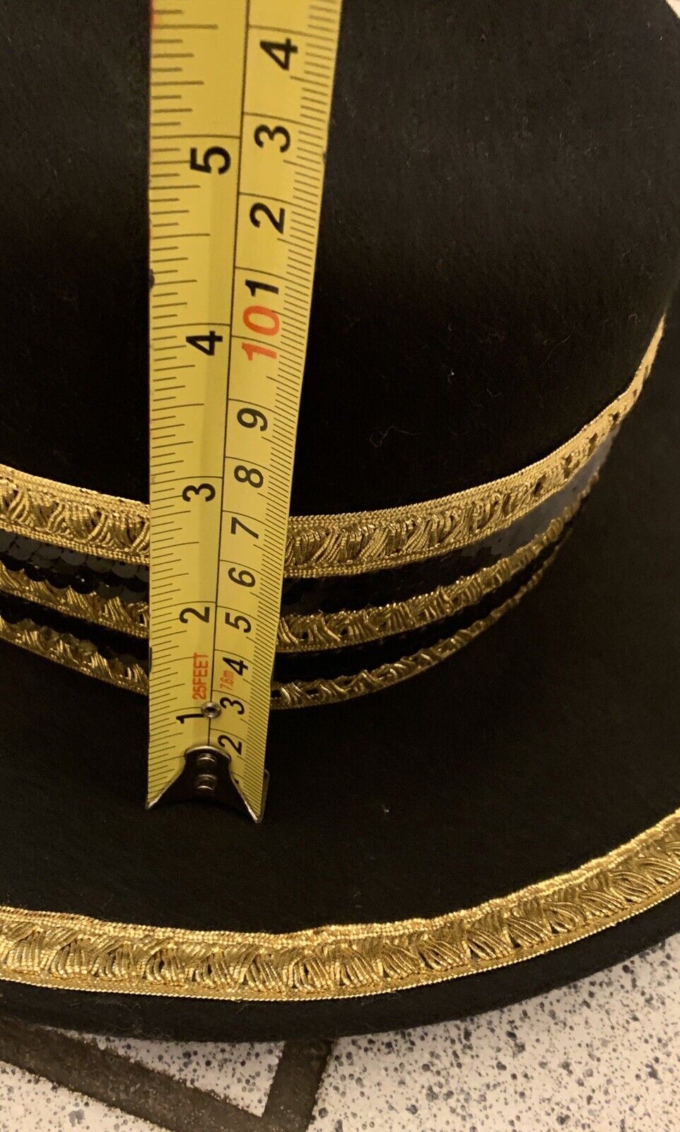 Vintage Eric Javits Hat Black Fedora Gold Headban… - image 8
