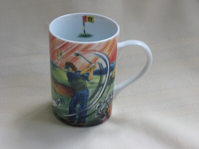 Konitz Colorful Golf Scene Mug, 4'' Tall x 2 3/4'' Wide, Germany, 36732/22335