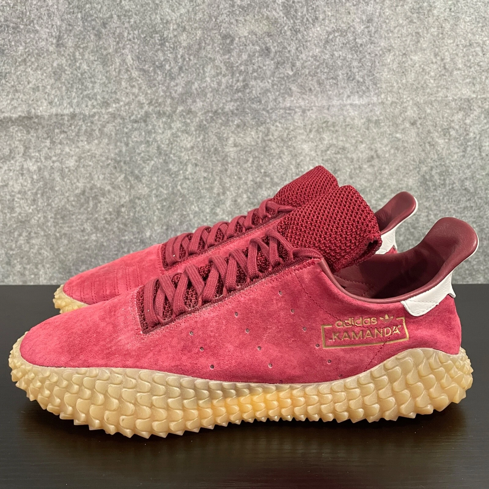 Adidas Kamanda Mens Shoes 13 Burgundy Suede Gum Sole Lace Up Sneakers CQ2219