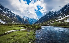 Landscape river mountains norway nature nordic Custom Gaming Mat Desk