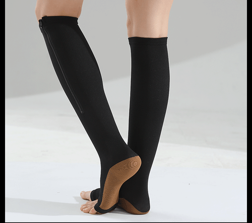 Für Damen & Herren S/M/L/XL Reißverschluss Kupfer offene Zehenpartie medizinische Kompressionsstrümpfe - Bild 9 von 15