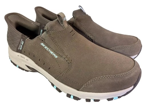 Nuova SKECHERS SCARPA DA TRAIL DONNA SLIP INS HILLCREST SUNAPEE, marrone, taglia 9