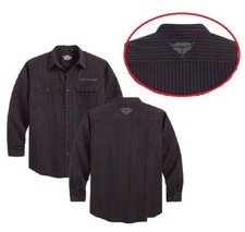 96605-12VM Camicia manica lunga originale Harley Davidson uomo a righe regular M