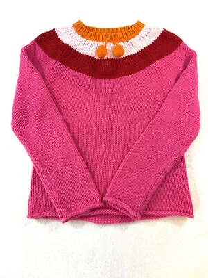Gap Kids Sweater Girls XL 12 Pink Orange Zipper Pom Pom Colorful - Image 1 of 4