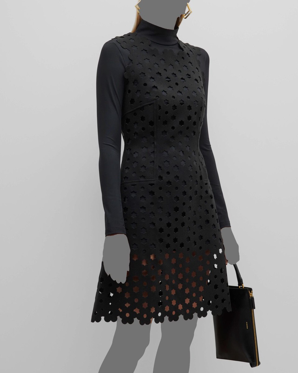 $570 Paskal Women's Black Layered Laser-Cut A-Line Mini Dress Size XS | eBay