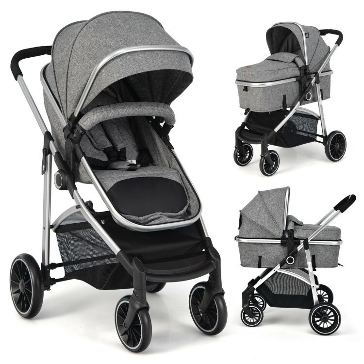 2-in1 Convertible Baby Stroller High Landscape Infant Stroller w/Reversible Seat