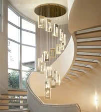 NEW Duplex building large chandelier living room luxury LED crystal stairs light