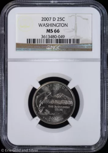 2007-D 25c Washington WA State Quarter NGC MS 66 | Uncirculated UNC BU
