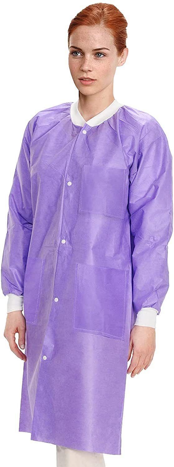 Disposable Pink SMS Lab Coat 45 Inches Long X-Large Pack of 50