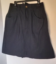 Vintage Linea Gitano Skirt Size 9 Knee Length Pleated Dark Blue Pockets A818