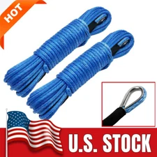 2pack 1/4" x50' 10000LBS Synthetic Winch Rope Line Recovery Cable For ATV UTV