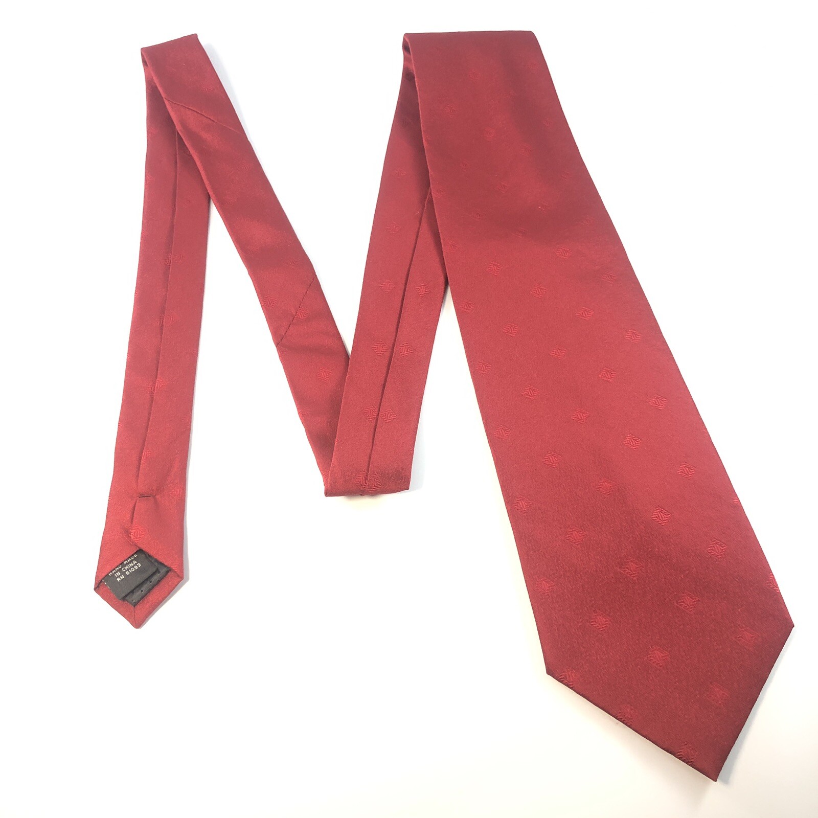 Red Solid Neck Tie Geometric Jacquard Pattern 58.… - image 6