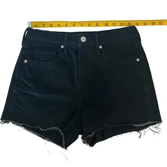 Pantalones Cortos Banana Republic High Rise 3” Premium Denim Corte Dobladillo Crudo Negros Talla 27 Foto 2 de 4