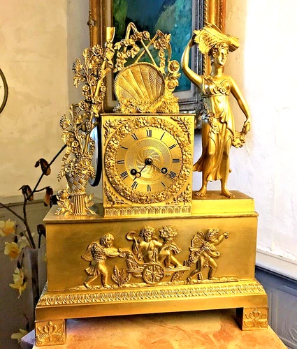 pendulum MOISSON CHAR BLé fil clock brass fireplace clock bronze paris watches cartel