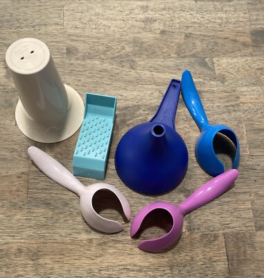 Lot 6 Tupperware Gadgets Funnel Hard Boil egg Lifters Small Grater Cooker Stand