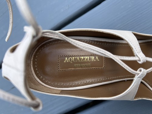 Neu Aquazzura Firenze Hergestellt in Italien Beige Blockabsatz Schuhe 9,5 Passform Größe 8 1/2 - Bild 5 von 7