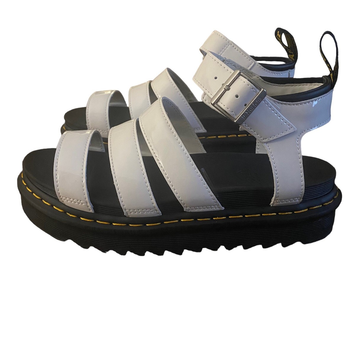 Dr Martens Blaire Quad White Hydro Leather Sandals Womans 