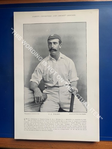 RARE Original Famous Cricketers, #152 V.T.Hill, Somerset, Cricket 1895 - Picture 2 of 2