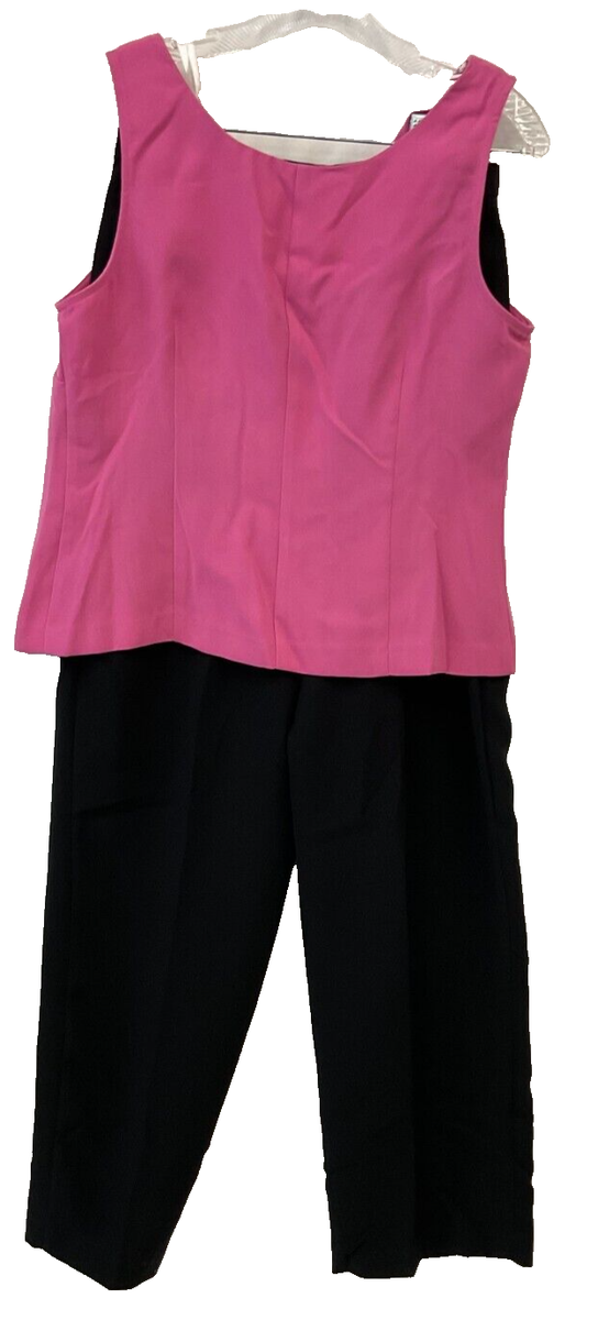 DRESS BARN - 3 PC BLACK PANTS, PINK SLEEVELESS BLOUSE & PLAID