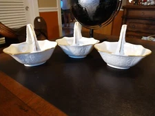 Basket LENOX SAN SOUCI VINTAGE *24k GOLD TRIM* RAISED DAISY FLORAL DESIGN Set 3