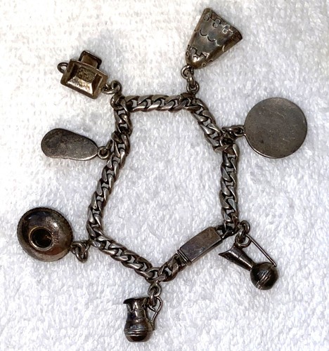Vintage Sterling Mexican Silver Childs Charm Bracelet - Picture 2 of 4