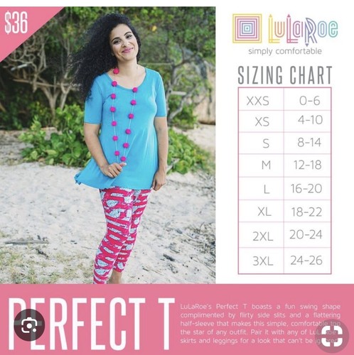 Lularoe Perfect T Größe Large schwarz weiß geblümte Passform Größe 16-20 - Bild 6 von 6