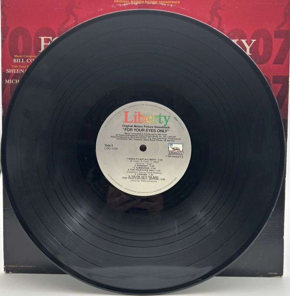 "For Your Eyes Only (Original Motion Picture Soundtrack)" LP 1981 James Bond 007 Foto 4 de 4