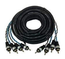 Car Audio 4-CH Black Matt Twisted RCA Cable With AL Foil Shielding 17ft