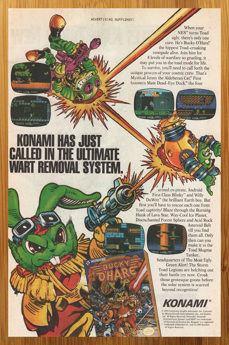 1991 Bucky O’Hare Nintendo NES Vintage Print Ad/Poster Video Game 