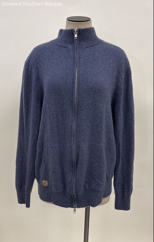 Quince Men's Cashmere Blue Zip Up Sweater - Size XXL