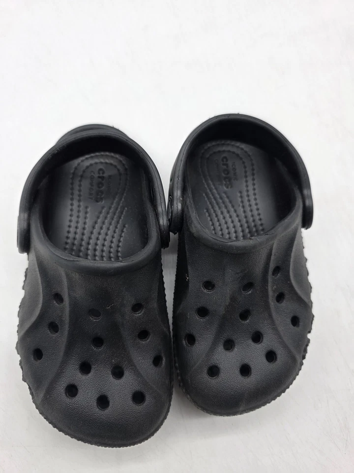 Crocs Shoes Toddler Size C7 Black Classic Clog Slip On Strap Comfort Beach - Image 3 of 4