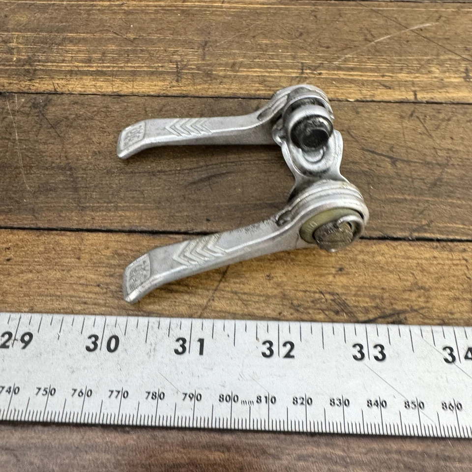 Palancas de cambio de tubo Shimano flecha dorada vintage plateadas hechas en Japón abrazadera de carretera Foto 4 de 4