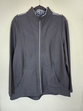 Chico's Zenergy Jacket Size 3 16/18 Black Polka Dot Back Full Zip Mixed Media