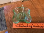 Vintage Miniature Mini Glass Basket Square Basket Weave Green 3 1/4" Tall — photo 3