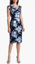 415 Black Halo Blue Jackie Floral O Shimmer Asymmetric Dress Velvet Size 4