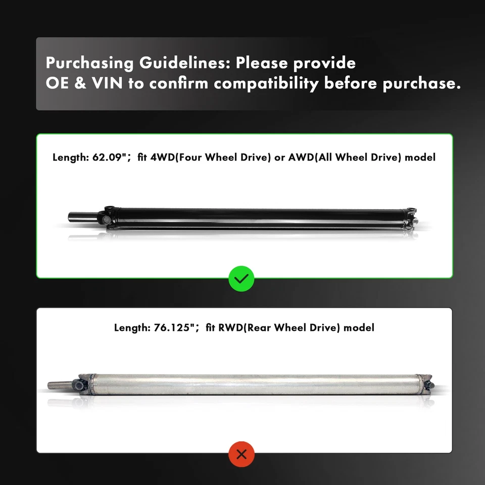 Conjunto de eje de transmisión trasero 62,09" para Chevy Suburban 1500 GMC Cadillac Foto 2 de 4