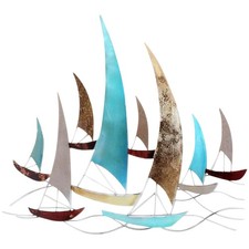 Metal Ship Wall Decor Sailing Boat Ornament Large Sailboat Wall Sculpture 10....