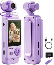 Cámara digital portátil para niños cámara de vlogging con lente giratoria e inclinable púrpura