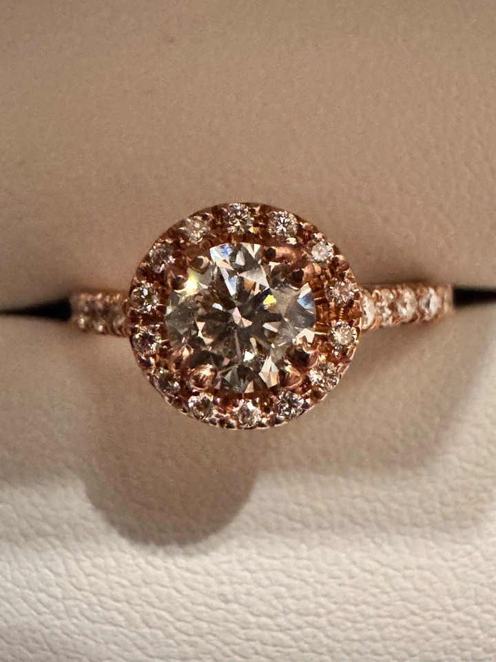0.71ct VS2 I Round Brilliant Diamond Halo Engagement Ring 14k Rose Gold EGL USA - Image 2 of 4