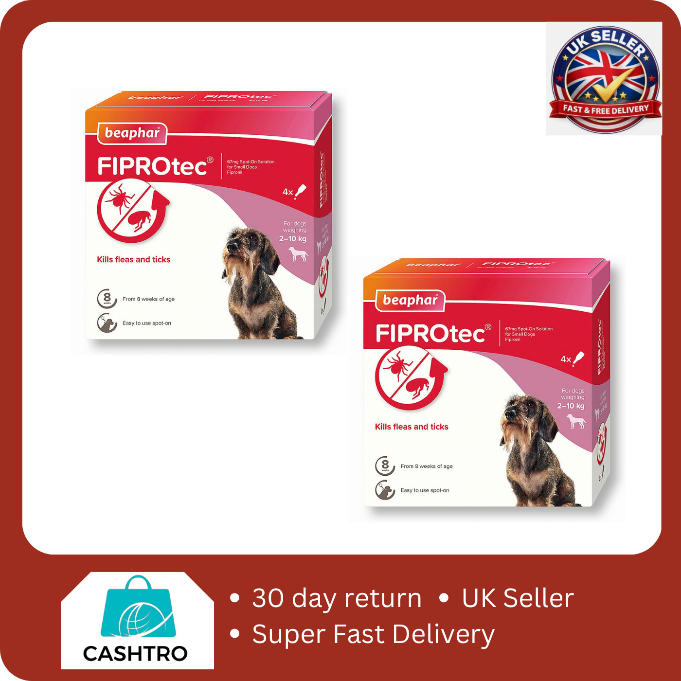 Fiprotec Spot On Small Dog 4 Pipette 2 pack