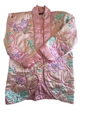 NWT 80's Victoria Secret Gold Label Satin Quilted Jacket Pastel Floral Sz Small